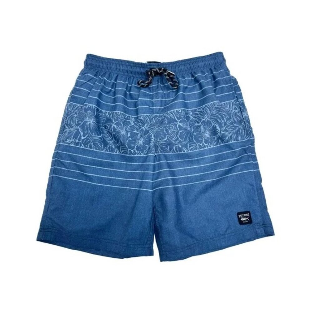 NWT Spicy Tuna Navy Stripe Hibiscus Men's Swim Tunks, Size X-Large